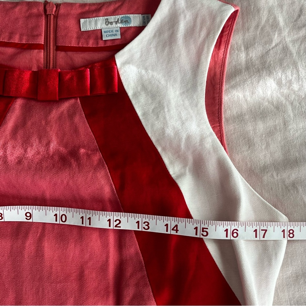 Boden• Sweetheart Colorblock Bow•Cotton & Linen Sheath Dress• Sz 8 - Picture 13 of 17